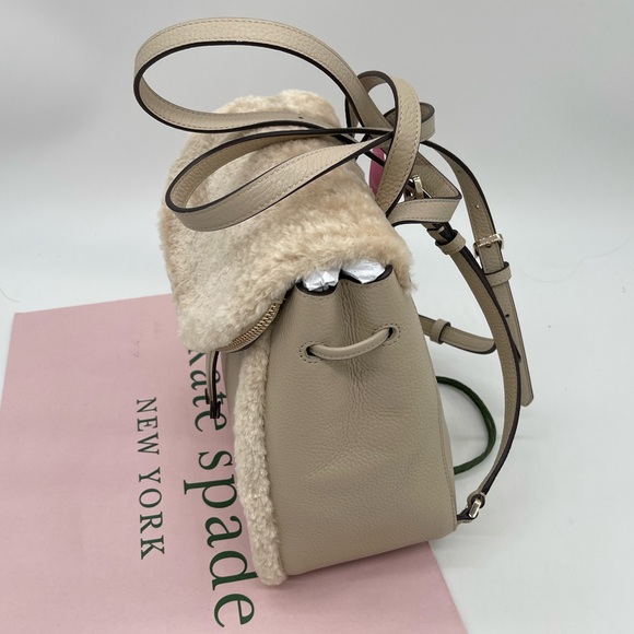 Kate Spade Leila Medium Flap Backpack Faux Shearling - Picture 4 of 11